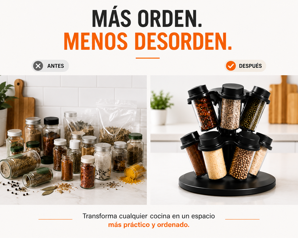 Organizador Giratorio de Especias 360° con 12 Frascos -